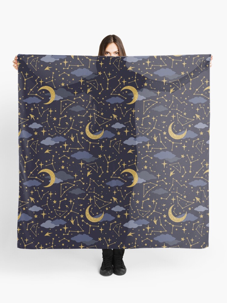 Star and Moon Print Scarf, Blanket scarves