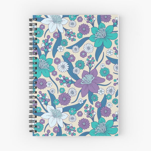 Item preview, Purple, Teal & Blue 1970s Inspired Retro Floral Pattern designed and sold by somecallmebeth.