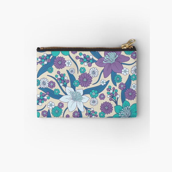 Item preview, Purple, Teal & Blue 1970s Inspired Retro Floral Pattern designed and sold by somecallmebeth.