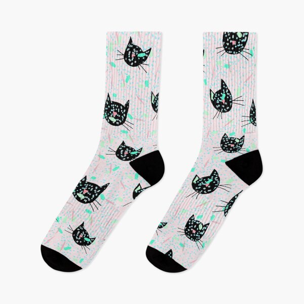Item preview, "Confetti Cats" Neon Pastel Black Cat Pattern designed and sold by Michelebuttons.