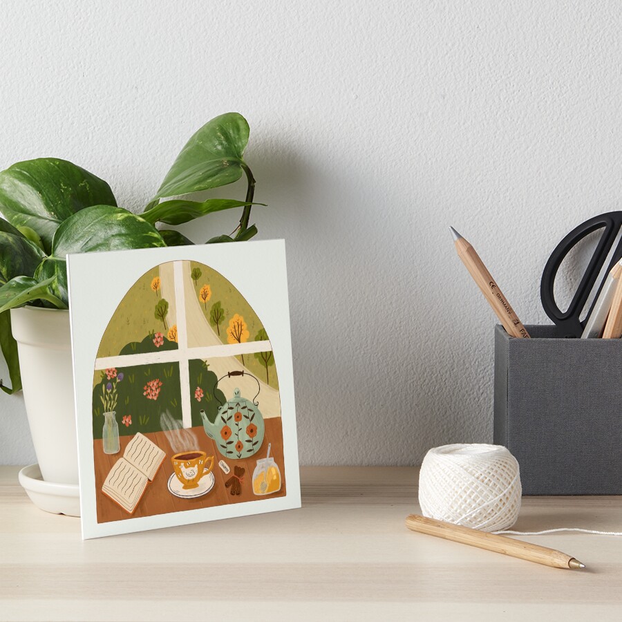 Tea Time by the Window Art Board Print