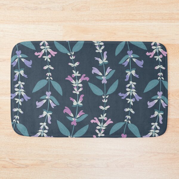 Item preview, Flowering Sage Herb Wave Stripe Pattern on Dark designed and sold by rocketandindigo.