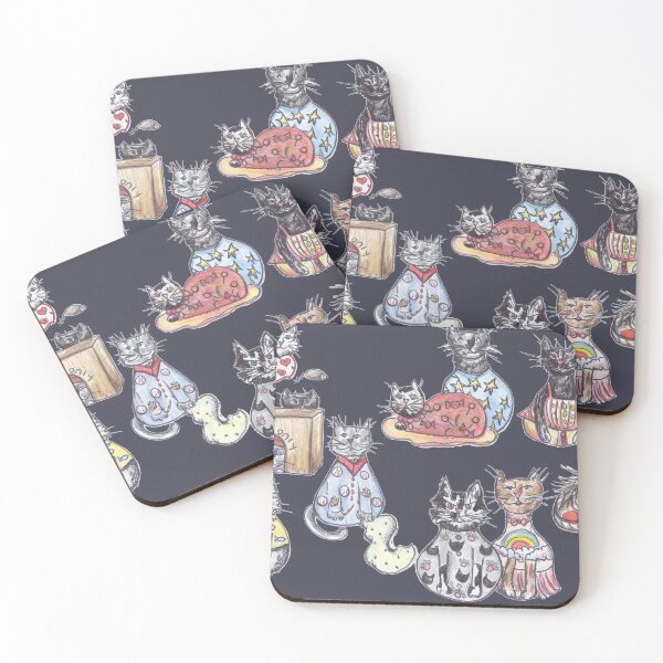 Item preview, Cats in Pajamas Dark Grey Ground designed and sold by Michelebuttons.