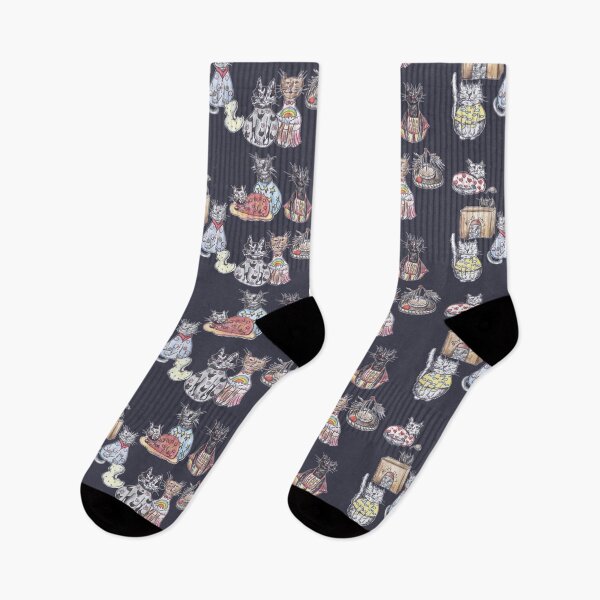 Item preview, Cats in Pajamas Dark Grey Ground designed and sold by Michelebuttons.