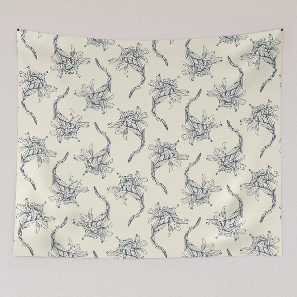 Item preview, Ginger Flower Pattern in Blue designed and sold by rocketandindigo.