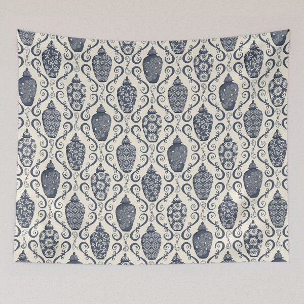 Item preview, Ginger Jars Swirl Pattern in Blue designed and sold by rocketandindigo.