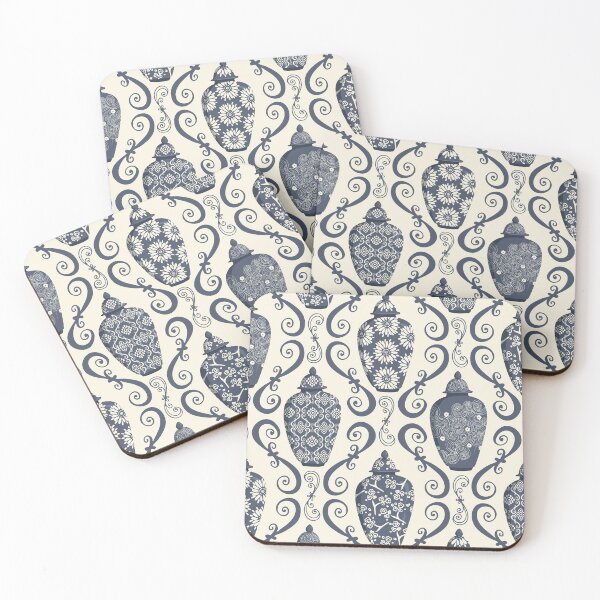 Item preview, Ginger Jars Swirl Pattern in Blue designed and sold by rocketandindigo.