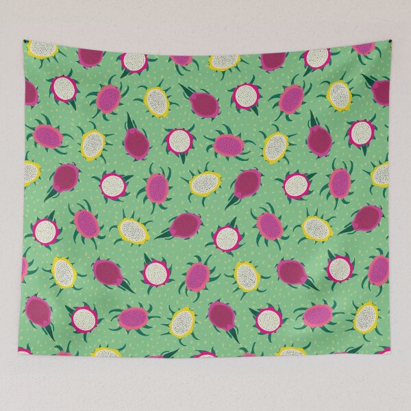 Item preview, Dragonfruits Tropical Fruit Pattern on Green designed and sold by rocketandindigo.