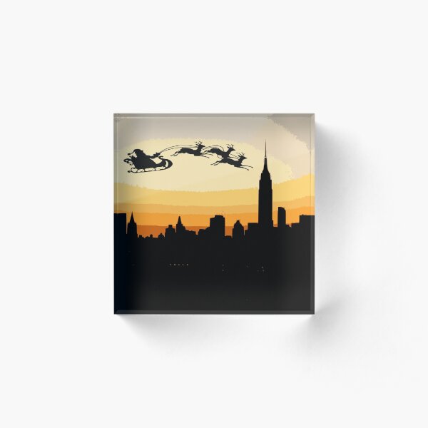 Santa over New York City Acrylic Block