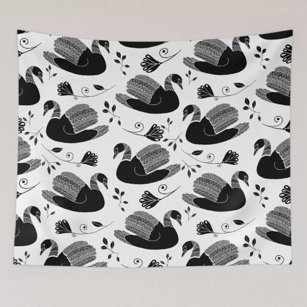 Item preview, Folk art swan pattern designed and sold by nacaca.