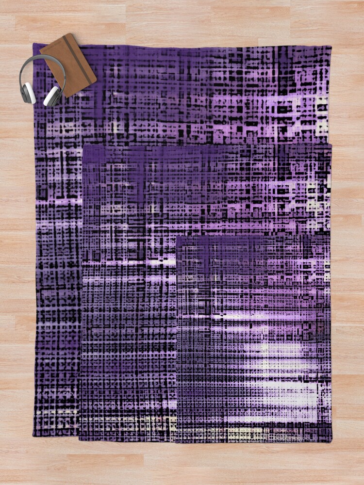 Alternate view of Grunge Retro Print Metallic Purple Throw Blanket