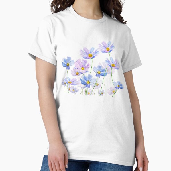 Artikel-Vorschau von handgemaltes lila und blaues Kosmosblumenaquarell, designt und verkauft von ColorandColor.