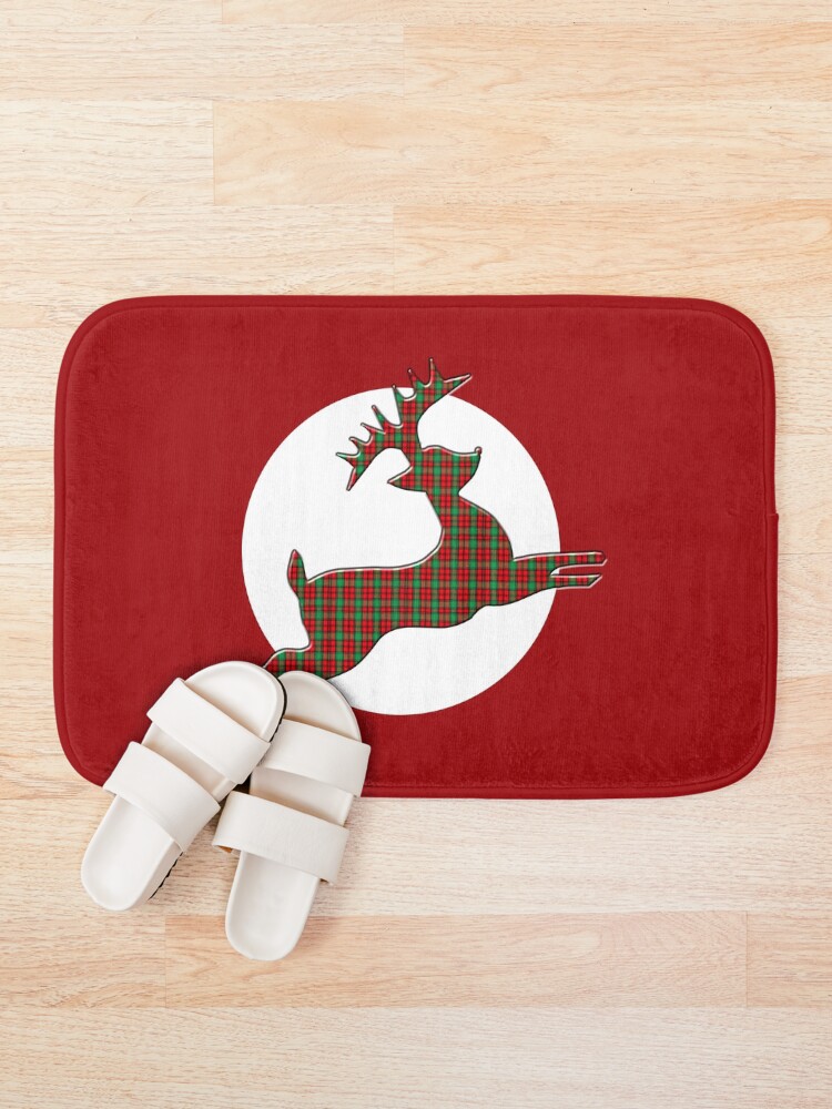 Alternate view of Tartan Reindeer with Moon Bath Mat