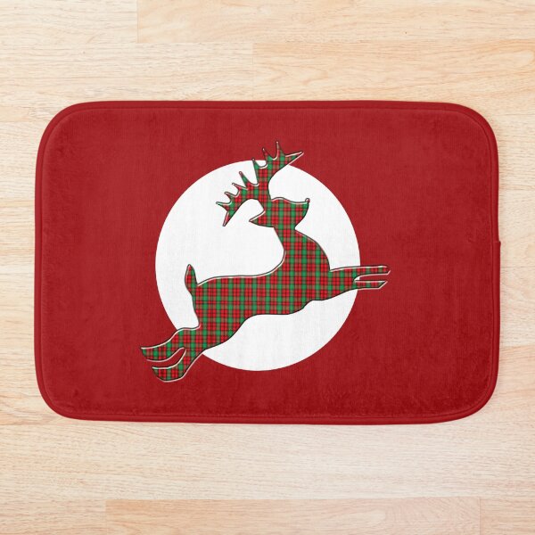 Tartan Reindeer with Moon Bath Mat