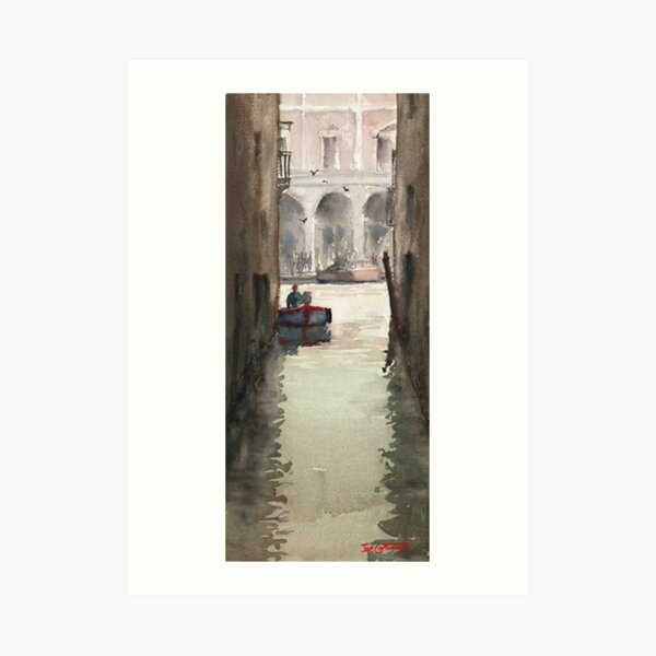 Venice Canal near Rialto Bridge Art Print