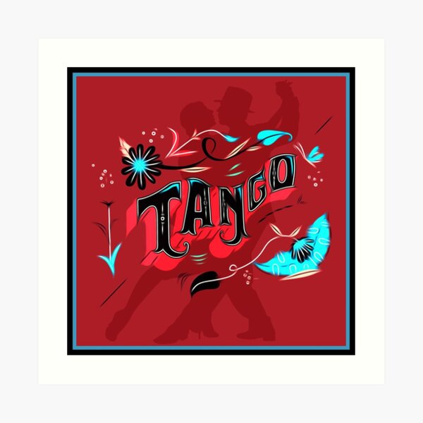 Red and Aqua Tango Fileteado Art Print