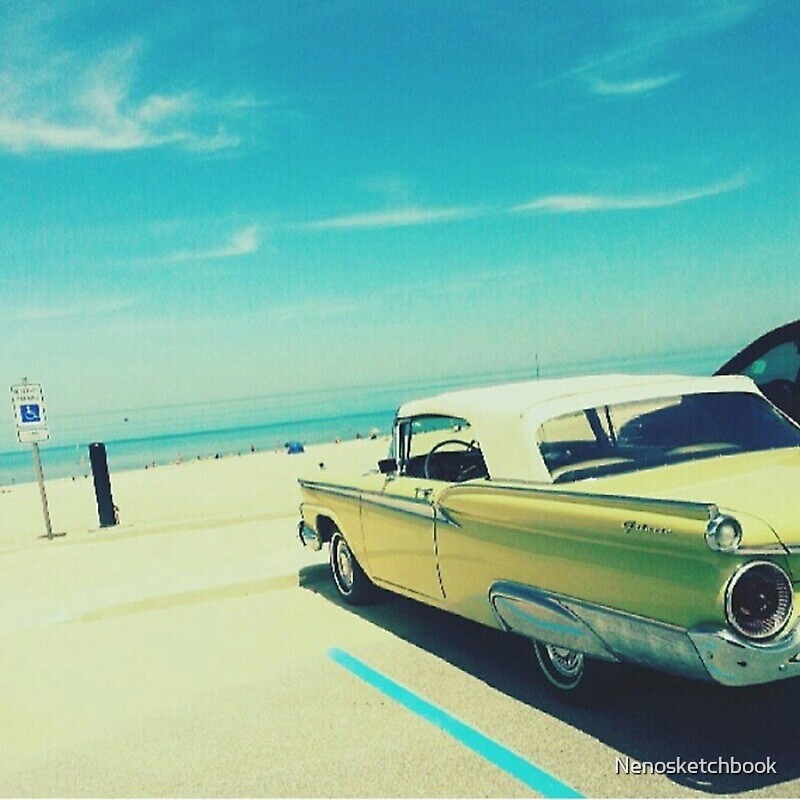 "Old Fashioned Car on the Beach" by Nenosketchbook | Redbubble