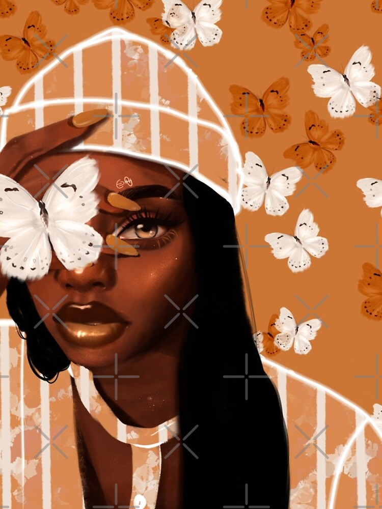 Faded, orange and white butterfly, portrait by euaadesigns
