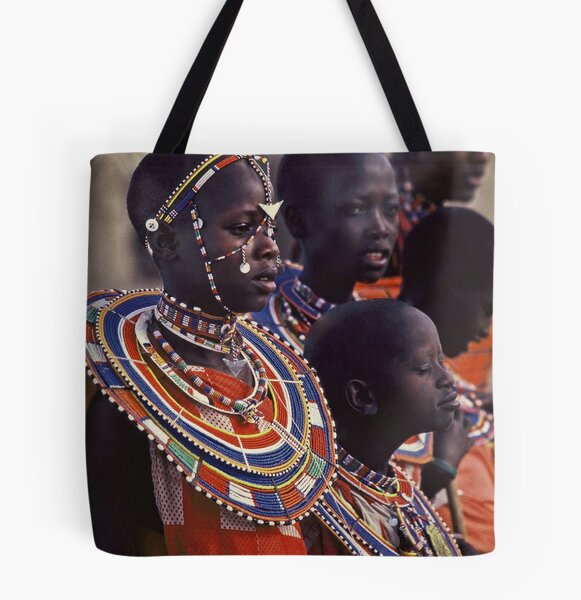 Maasai Mara Women's Tribal Jewelry Print Tote Bag