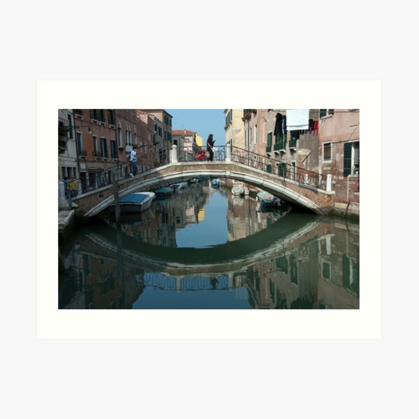 Crossing the Bridge, Venice, Italy Art Print