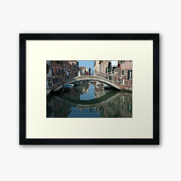 Crossing the Bridge, Venice, Italy Framed Art Print