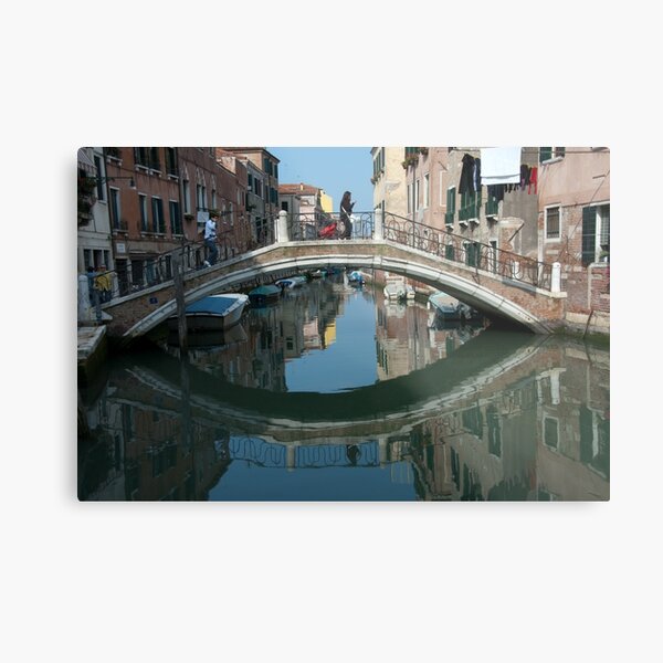 Crossing the Bridge, Venice, Italy Metal Print