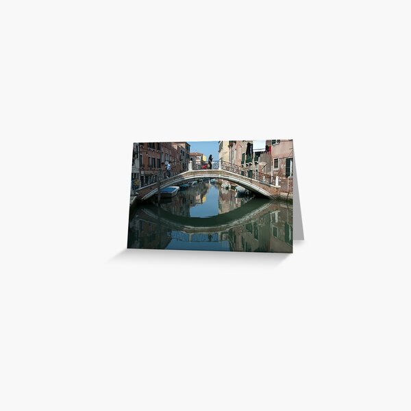 Crossing the Bridge, Venice, Italy Greeting Card