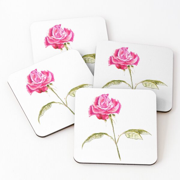 Item preview, Pink Rose Hand drawn and hand painted designed and sold by wildseadesign.