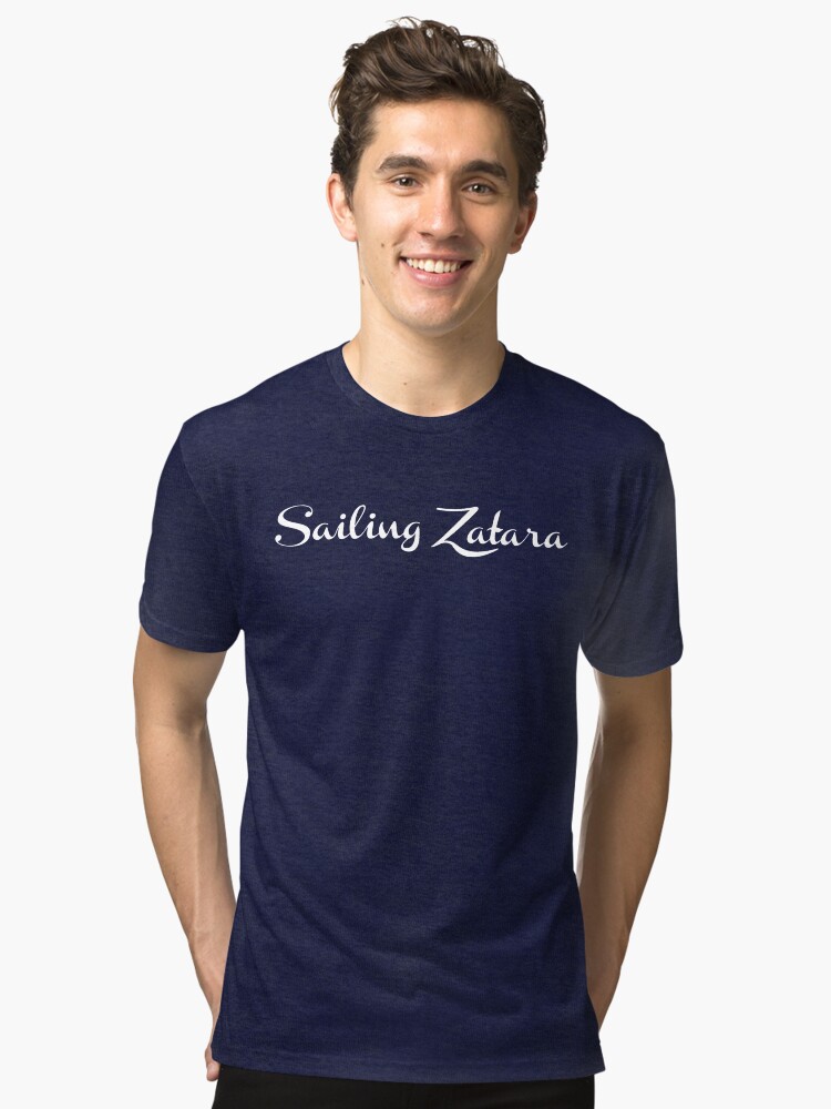 Alternate view of Sailing Zatara Logo - White Tri-blend T-Shirt