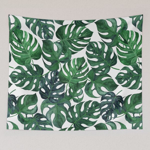 Item preview, Tropical monstera leaves - Dark emerald green designed and sold by SugarPineDesign.