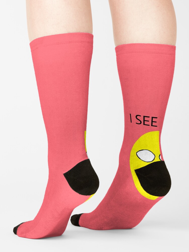 "Minimalistic Cursed “I See” Emoji" Socks by randapanda076 | Redbubble