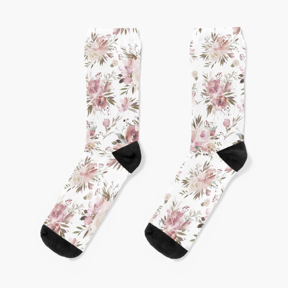 Dusty Pink Floral Socks