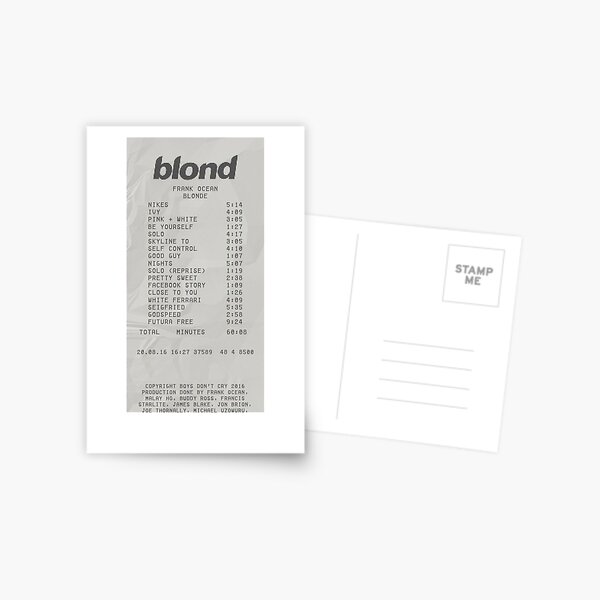 Impresión de recibo de Frank Ocean rubio Postal