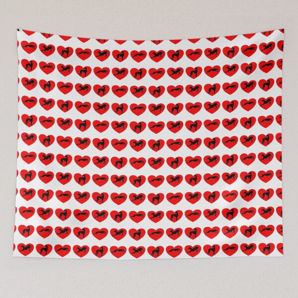 Aperçu de l'œuvre Greyt Greyhound Love - Coeurs d'amour gris sur rouge créée et vendue par GreytGraphicals.