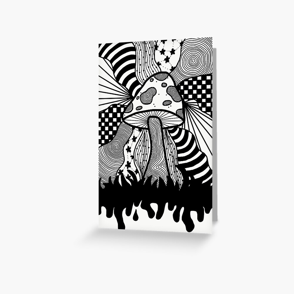 "Trippy Hippy Mushroom Zentangle" Greeting Card for Sale by gonedaze