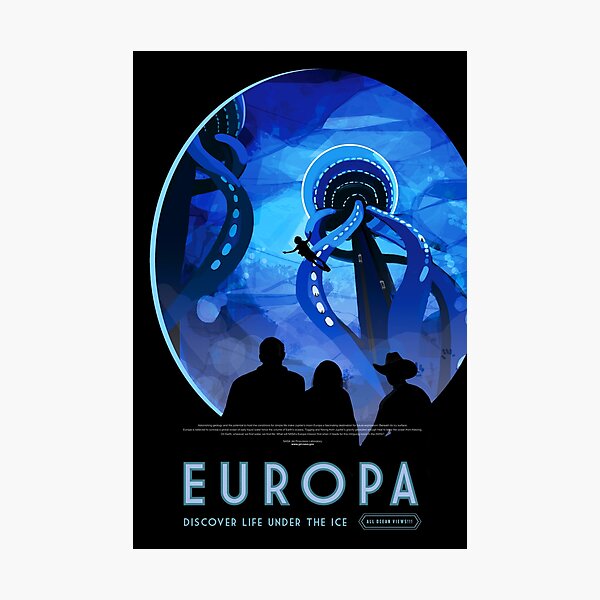 Space travel retro poster - Europa Photographic Print