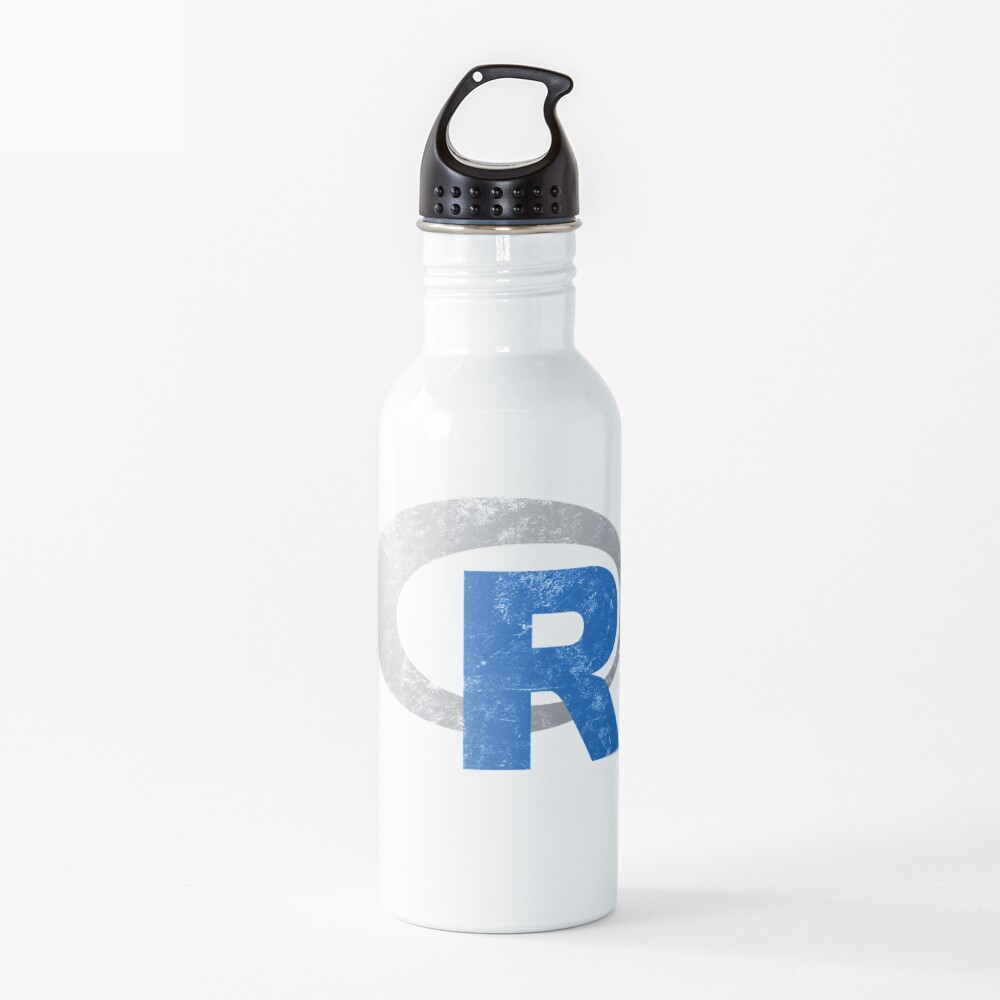 R logo programming Vintage Distressed design Water Bottle