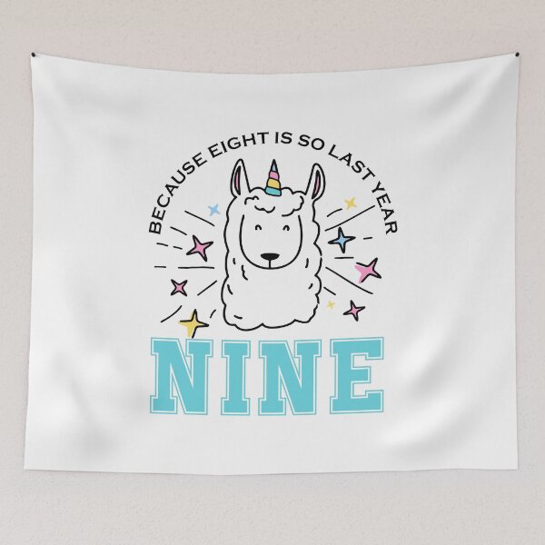 Item preview, Because 8 is so Last Year Nine llama unicorn birthday gift designed and sold by hadleydesigns.