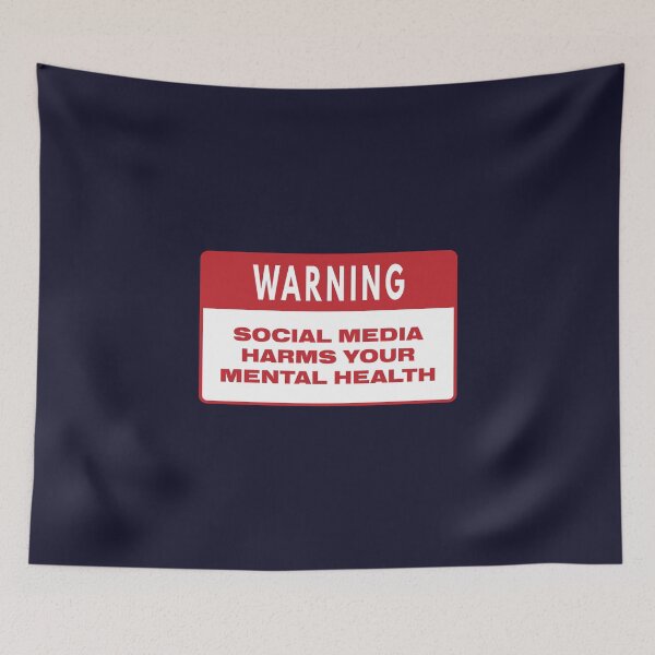 Item preview, Warning - Social Media Harms Your Mental Health designed and sold by ZANGRAM.