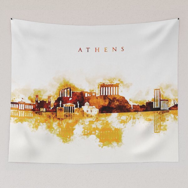 Item preview, Athеns Greece Red Yellow Skyline designed and sold by DimDom.