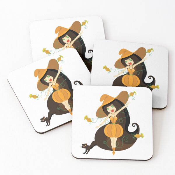 Item preview, Pumpkin Halloween Girl with a Cat and Pumpkin Flowers designed and sold by MirAnBG.