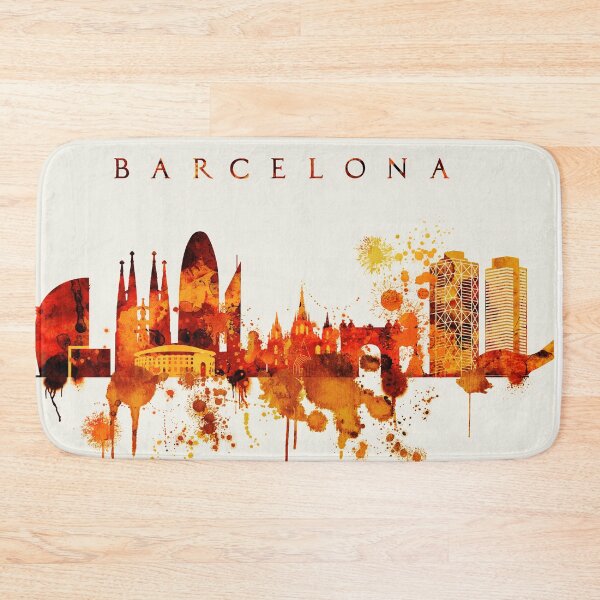 Item preview, Barcelona Spain Red Yellow Skyline designed and sold by DimDom.