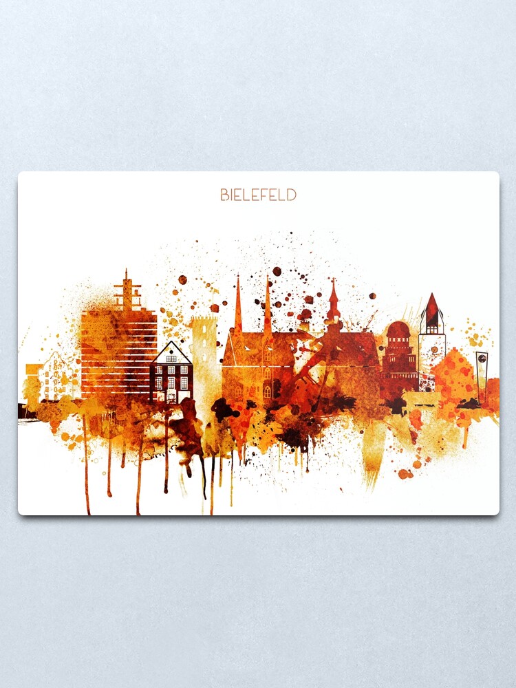 Alternate view of Bielefeld Germany Red Yellow Skyline Metal Print