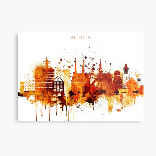 Aperçu de l'œuvre Bielefeld Allemagne rouge jaune Skyline créée et vendue par DimDom.