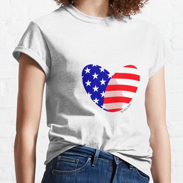 USA Flag Heart Transparent Classic T-Shirt