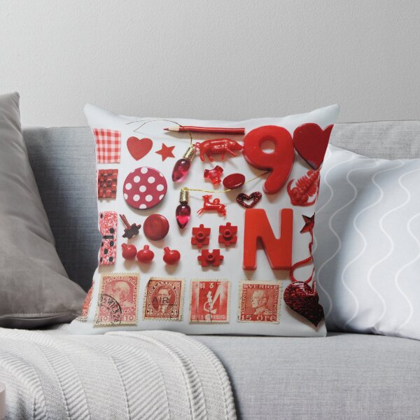 Red Trinkets Throw Pillow