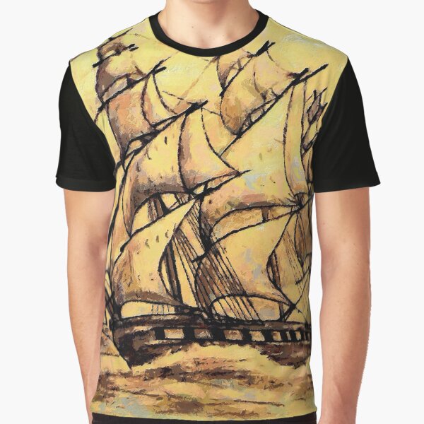 A Tea Clipper Ship in sepia at Top Speed Graphic T-Shirt