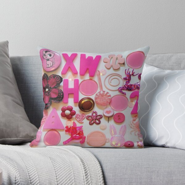 Pink Trinkets Throw Pillow