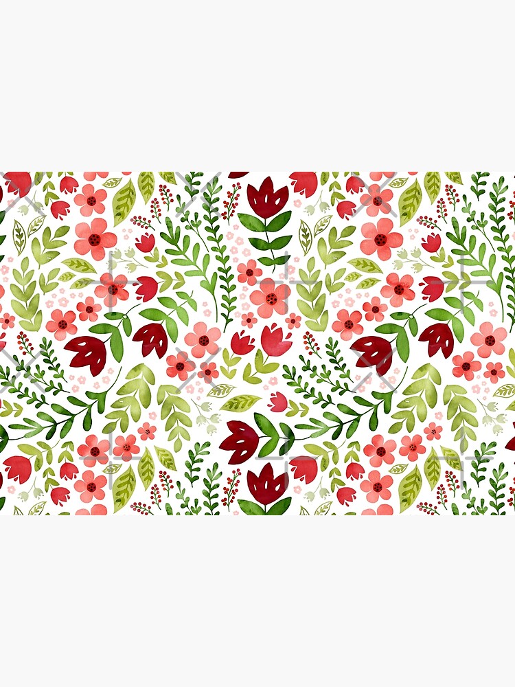 Red and peach watercolour floral by adenaJ
