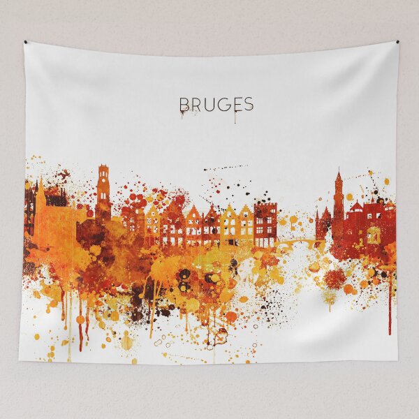 Item preview, Bruges Belgium Red Yellow Skyline designed and sold by DimDom.